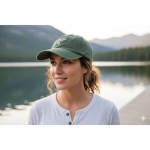 Trout Unlimited Green Embroidered Fish Baseball Hat Cap 100% Cotton Adj